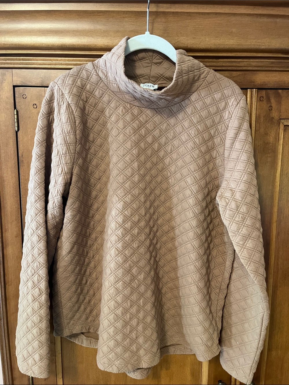 J. Crew Quilted Cowl Neck Sweater in Taupe Beige